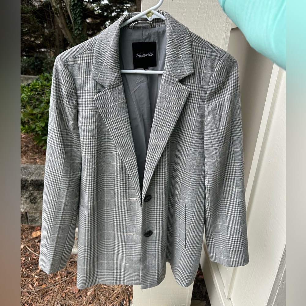 Madewell Grey Plaid Blazer
